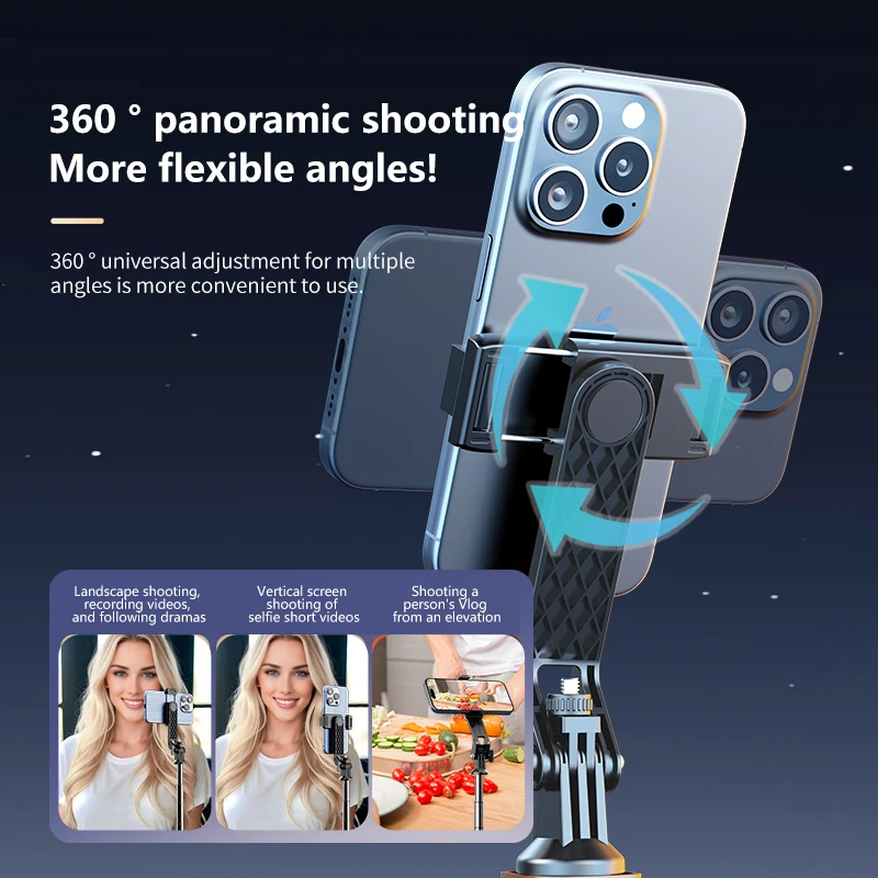 Stabilizator kamery Uchwyt aparatu Xiaomi stabilizator aparatu do Selfie 360 ° obrotowy pilot zdalnego sterowania statyw telefonu około 1.8 razy wielofunkcyjny wspornik turystyczny Podstawę czworonową