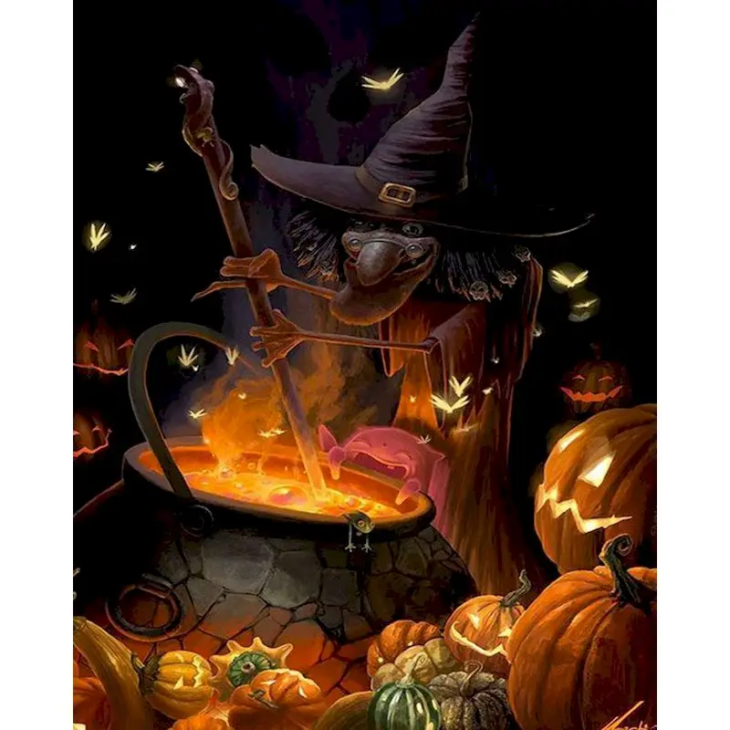 

GATYZTORY 60x75cm Frame Picture By Number Witch Picture By Numbers Acrylic Paint On Canvas Home Decors Artcraft Diy Kits