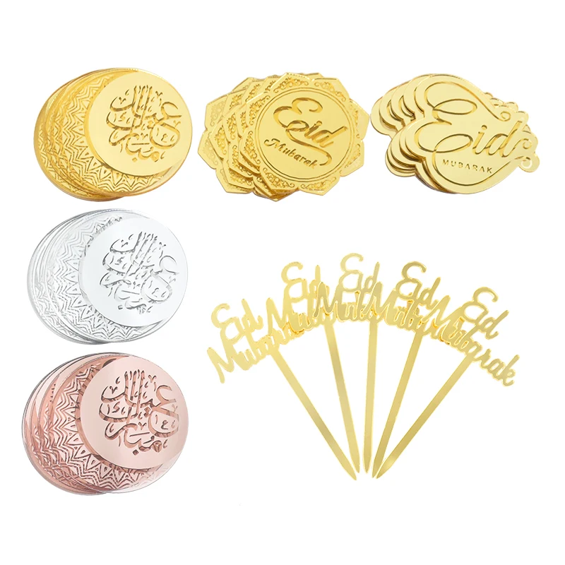 

5 шт. Ид Мубарак акриловые топперы для торта блестящие топперы для торта с луной Рамадан Карим исламские мусульманские праздничные вечерние украшения для торта «сделай сам»