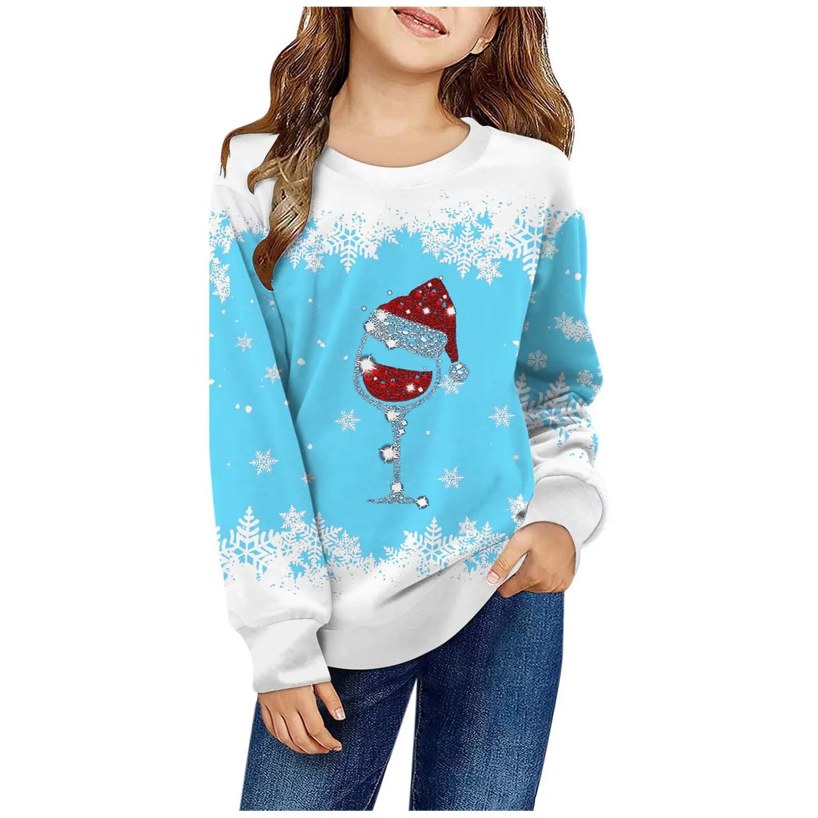 

Winter Christmas Pattern Collie Print Kids Boy Girl Shirts Fashion Loose Long Sleeve New Streetwear Children Xmas Gifts Hoodie