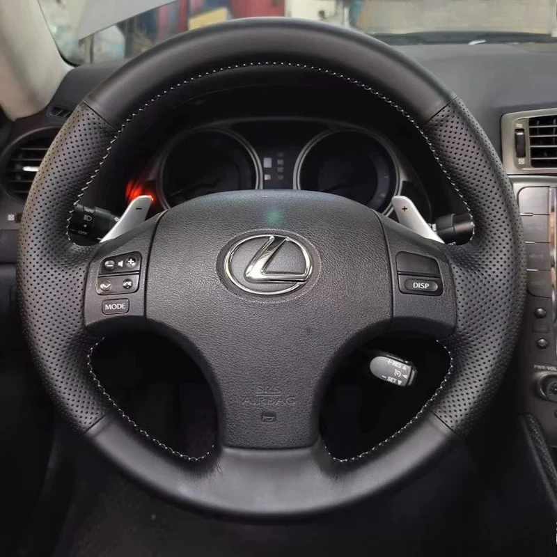 

Hand-Stitched Non-Slip black Genuine Leather Car Steering Wheel Cover For Lexus IS250 IS300 ES250 2006-2011 Auto Parts