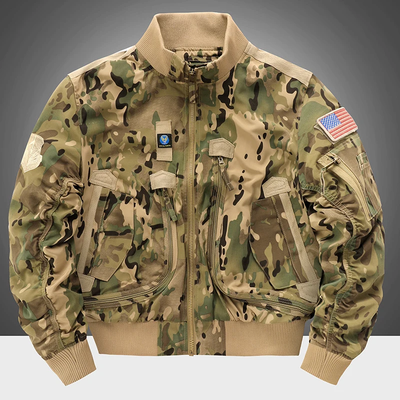 Autumn Winter Men's Bomber Jackets Fashion Mens Retro MA-1 Pilot Zipper Coats Men Army Tactical Windbreaker Jackets Clothing - view 5