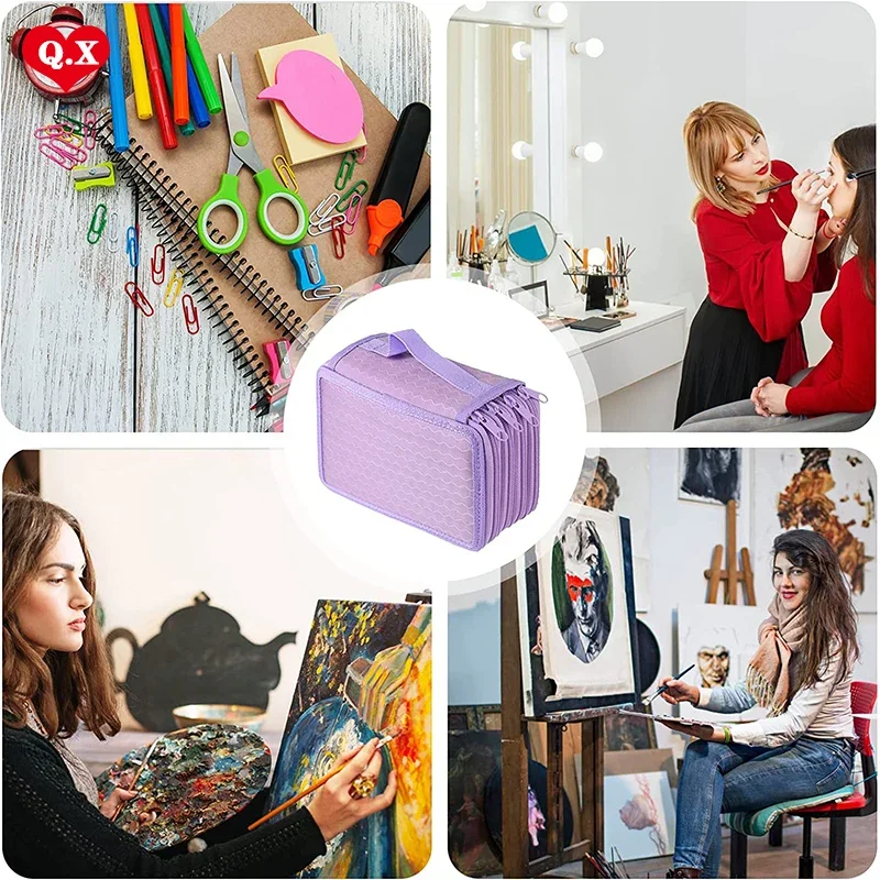 72 Holes 4 Layers of Pencil Case Portable Large Capacity Multifunctional Pen Bag with Zipper Pocket School Supplies stationery