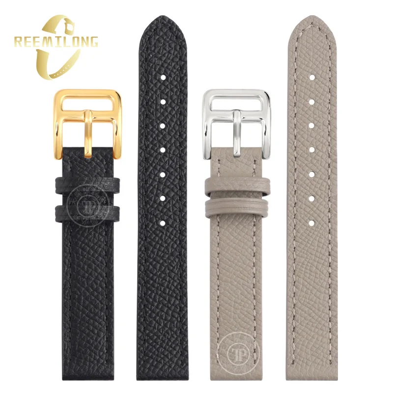 Cowhide lea/ther watch strap 14 16 18 20mm Universal waterproof soft black orange white gray quick change pin women\'s watchband