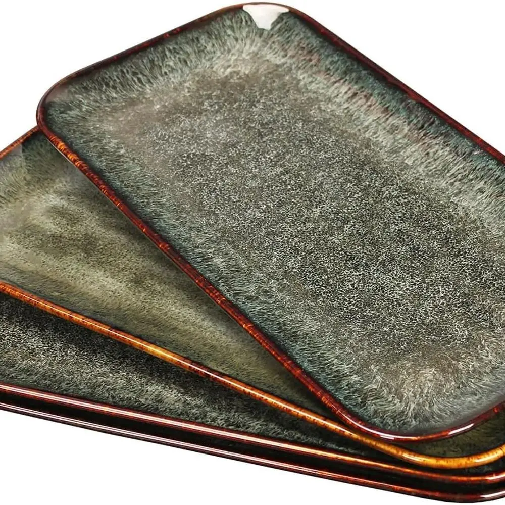 

Black 12.4 4-Piece Ceramic Dinner Plate Set - Ideal for Main Meals, Tacos, Lunches, Snacks, and Platters - Microwave & Dishwashe