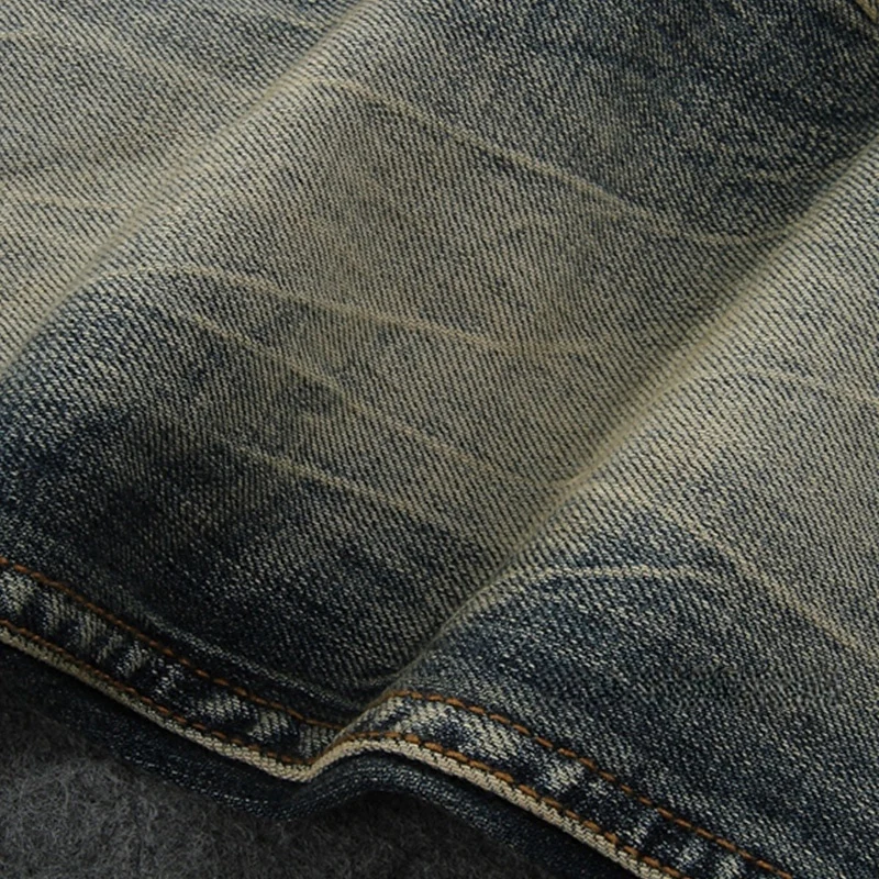 Italian Style Fashion Men Jeans Retro Washed Stretch Slim Fit Ripped Jeans Men Buttons Fly Vintage Designer Denim Pants Hombre