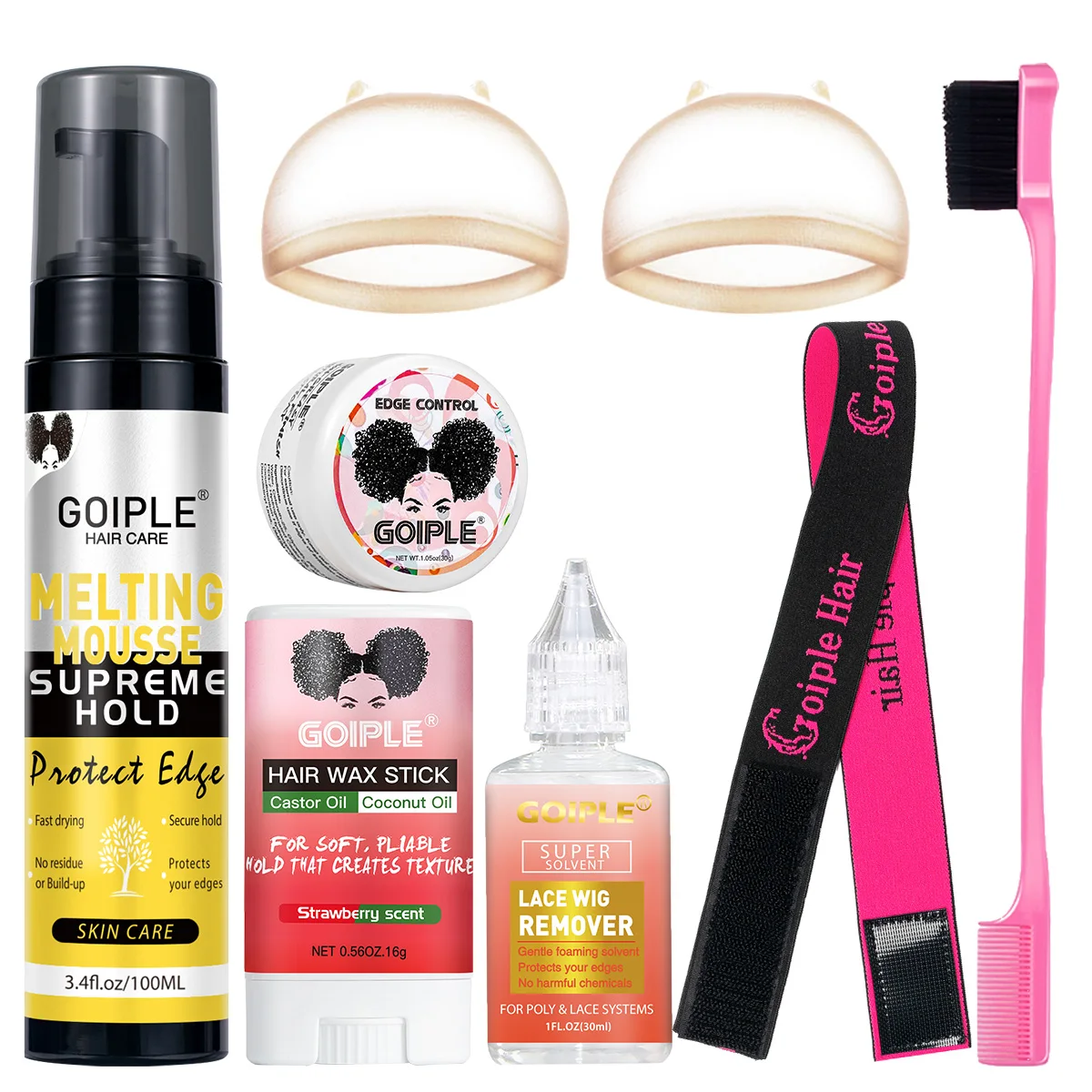 

100ml Women Wig Melting Mousse Invisible Melting Spray Gentle Remover Hair Styling Wax with Long-last Hold Edge Control Gel Kit