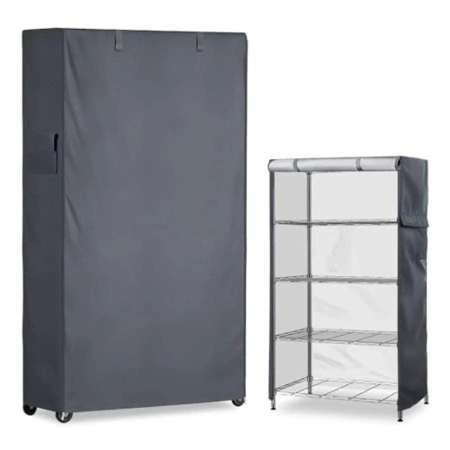 

Waterproof Shelf Cover, 600D Heavy Duty Dustproof Storage Wire Rack Covers, Outdoor Shelving Covers for Wire Shelves with Zippe