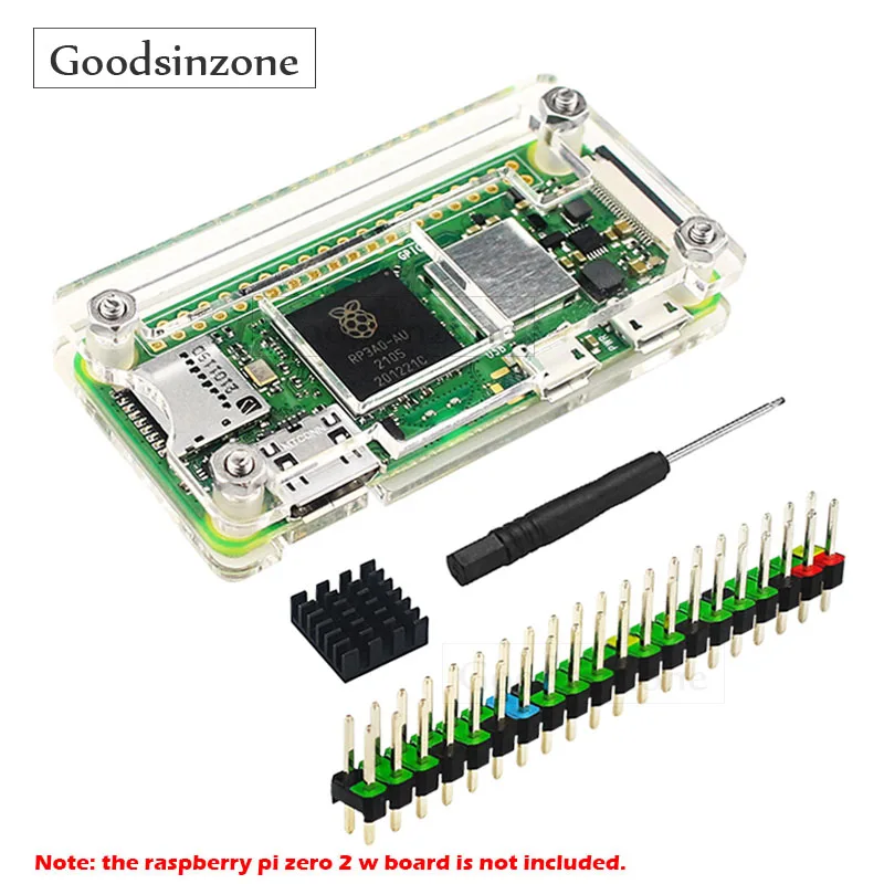 Raspberry Pi Zero 2 W Gehäuse mit zwei männlichen Header, Kühlkörper-Kit, Kühlkörper + mehrfarbiger Header für Raspberry Pi Zero, Pi0 mit 2 W