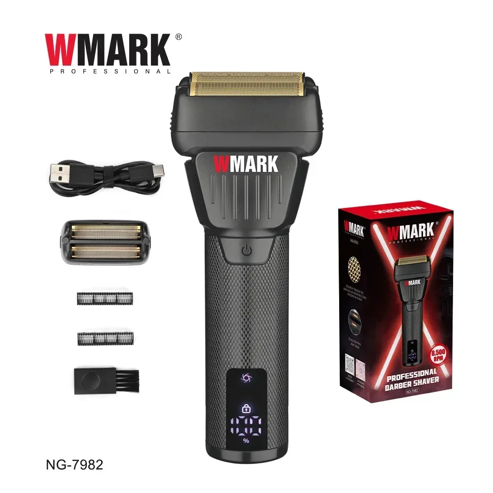 WMARK NG-7982 New Stainless Steel Etched Titanium Plated Two-blade Mesh Razor Electric Men's Hair Clipper Razor