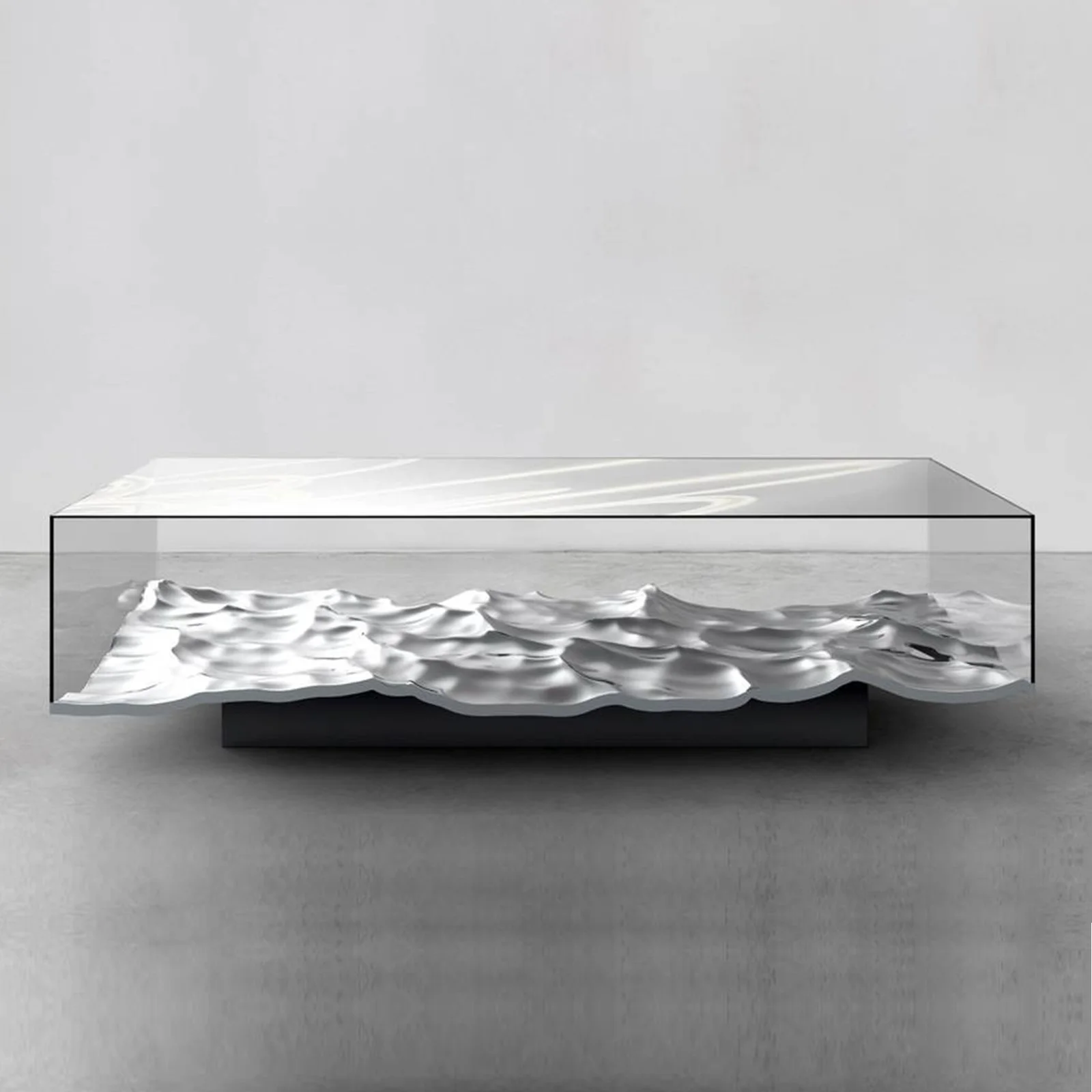 Living Room Design Tempered Transparent Glass Top Central Table Side Coffee Table Set Silver Italian Modern Luxury Coffee Table