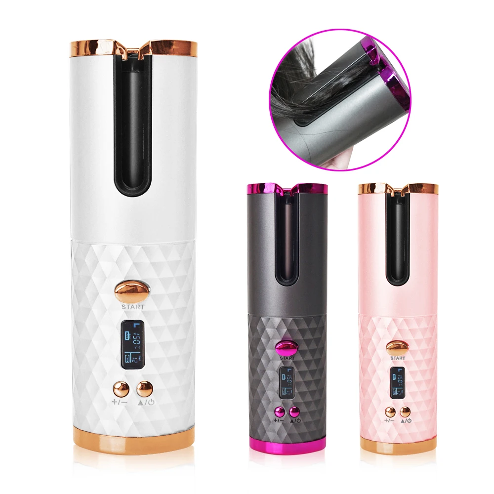 USB wiederaufladbare kabellose Lockenwickler LCD-Display automatische Lockenwickler Rollen Anti-Verbrühungen Lockenstab Maschine