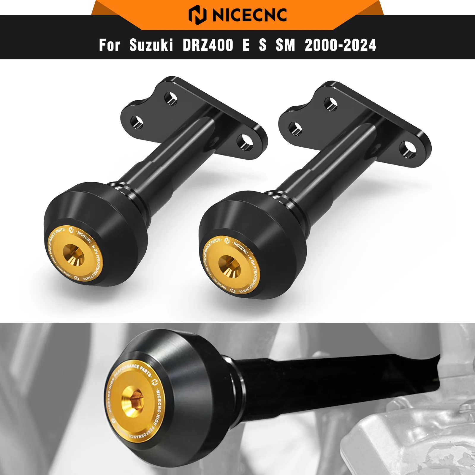 

NICECNC для Suzuki DRZ400S DRZ400SM DRZ 400 S DRZ 400 SM 2000-2024 2023, ползунки для рамы мотоцикла, защита двигателя, защита от столкновений