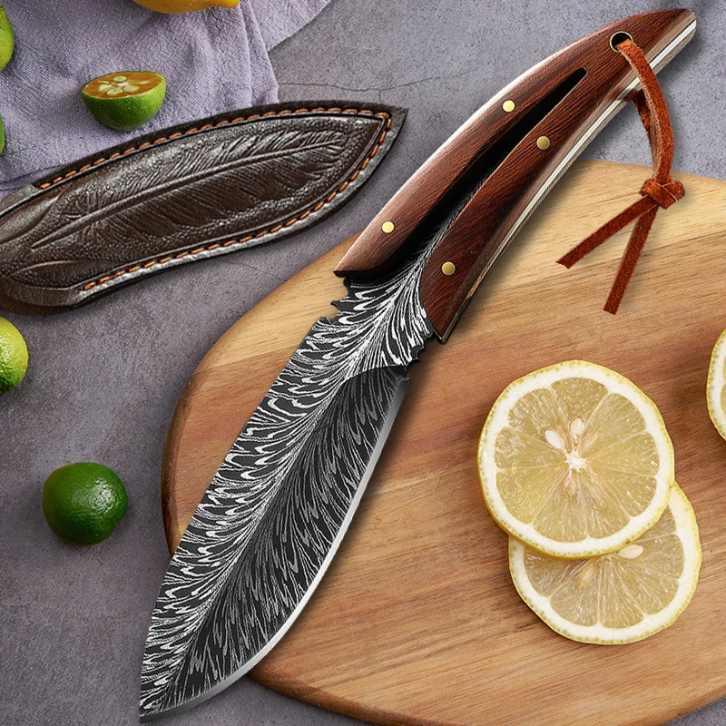 Butcher Boning Barbecue Knife Wooden Handle Utility Knife Slicing Meat Fruit Fish Filleting Knife Chef Cooking Kitchen Knives