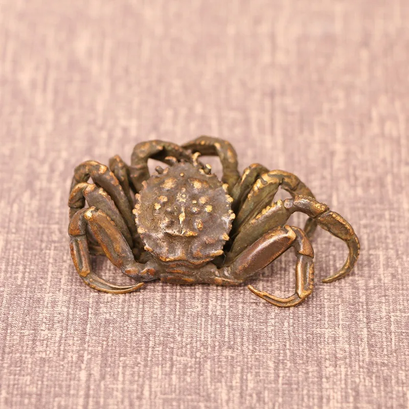 Vintage Copper Crab Solid Brass Tea Lid Rest Tea Pet Statue Craft Gift Figurines Home Craft Accessories Copper Art Decoration