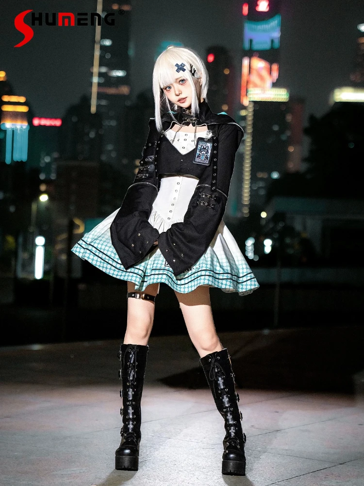 

Original Design Lolita Cosplay Dress Set Spring and Summer New Girl's Sweet Cool Gothic Dark Dress Hooded Jacket 2-piece Set