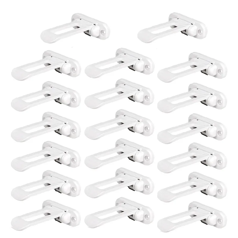AINY-Child Safety Locks 20-Pack - No Drill White Invisible Drawer Locks For Baby Proofing