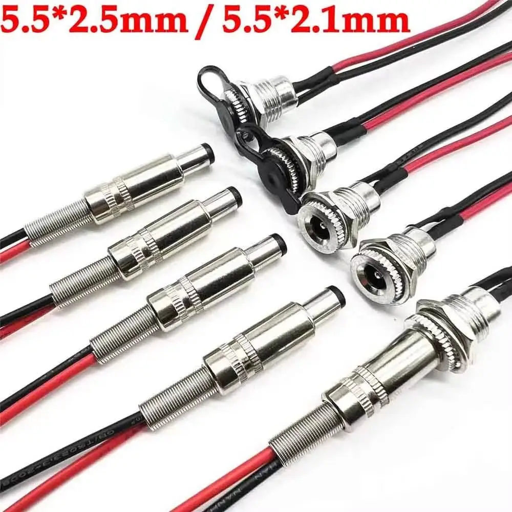 1Pcs DC099 DC Power Jack Socket 20cm Waterproof Charging Power Socket 5.5*2.1mm 5.5*2.5mm Male Female Connection