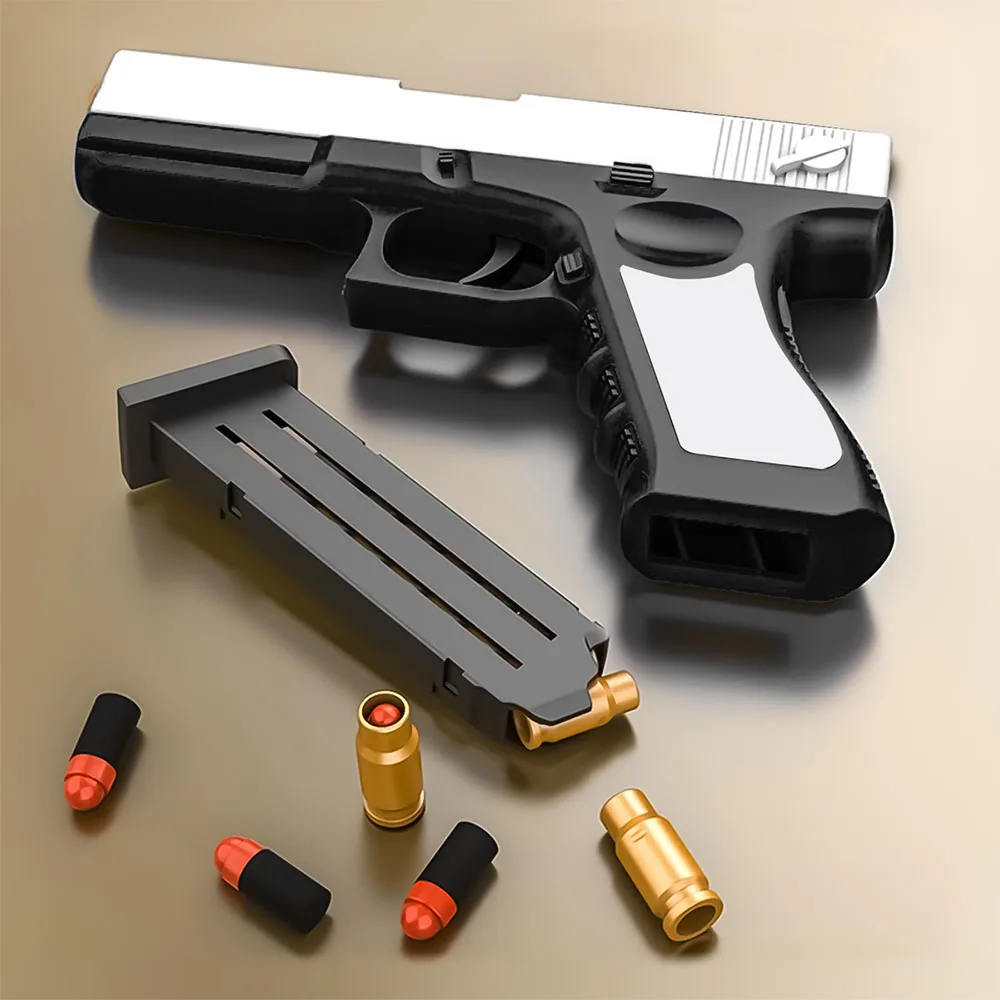 balas de pistola de juguete para expulsión de concha, bala de espuma EVA suave para pistolas de juguete Glock, pistola segura para niños