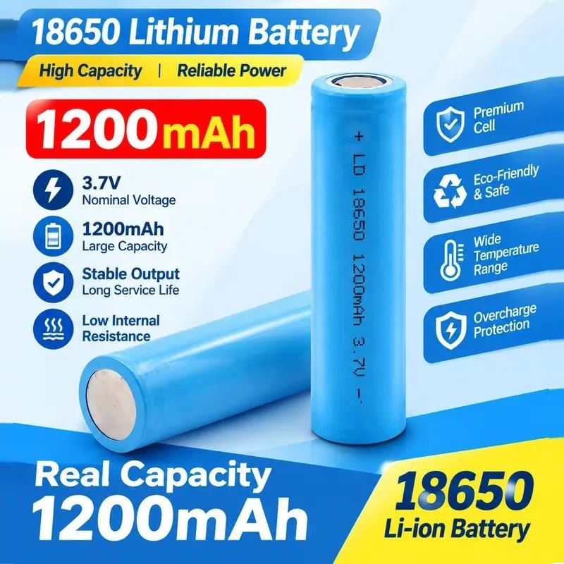 10PCS 18650 Lithium Battery Flat Head 3.7V Rechargeable for Electric Fan Toy Tool Vehicle Mobile Power Supply Energy Storage