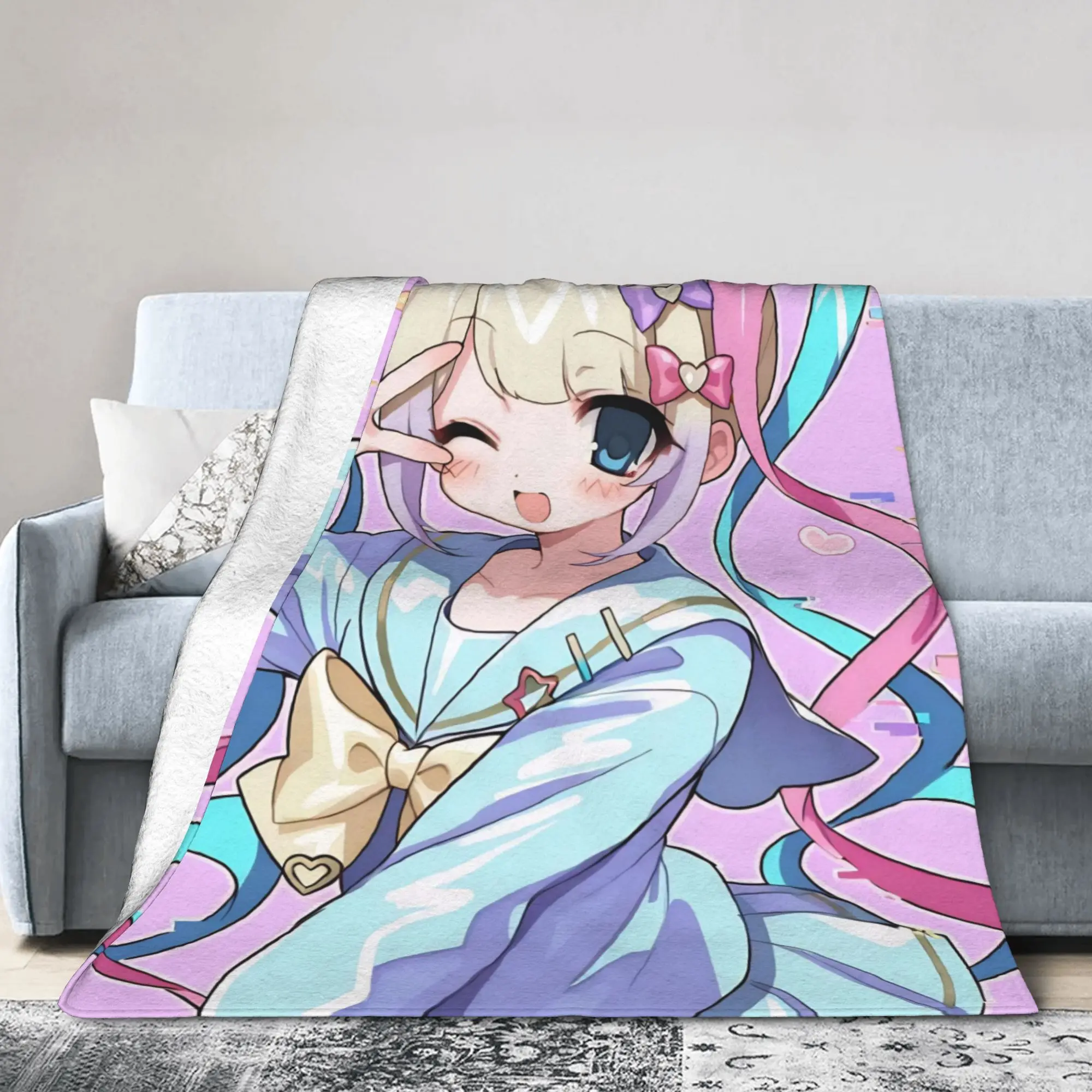OMG kawaii Angel Blanket Fleece Needy Girl Overdose Warm Throw Blanket for Bedroom Sofa Bedspread