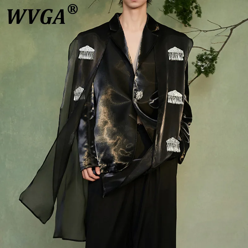 

WVGA Spring Summer Autumn New Men's Tide High Street China-Chic Long Sleeve Blazer Punk Niche Trendy Casual Suit-Coats Y2K W9647