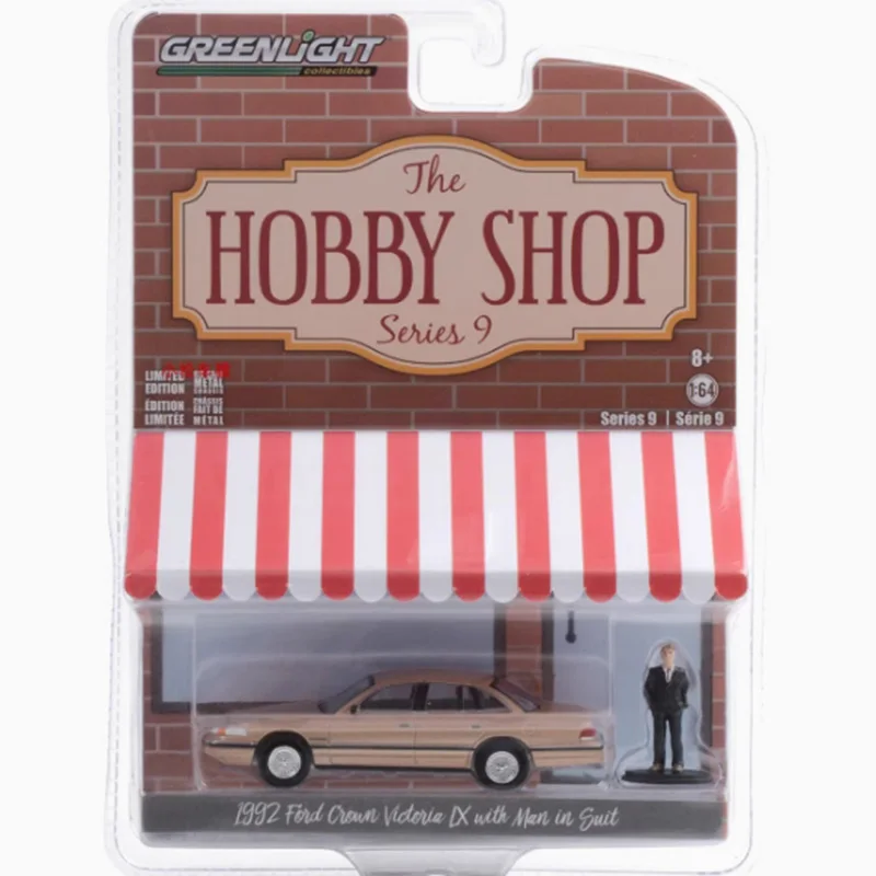 Greenlight Diecast Alloy 1:64 Scale 1992 Ford Crown Victoria LX With Man Car Model Static Collection Decorated Holiday Gift Toy