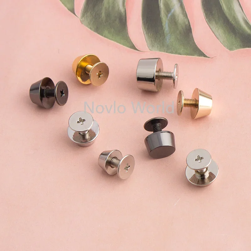 50pieces 4 colors 8-9-10-11mm turriform rivet handbags bags base bracelets metal base rapid studs for bag leathercraft rivet