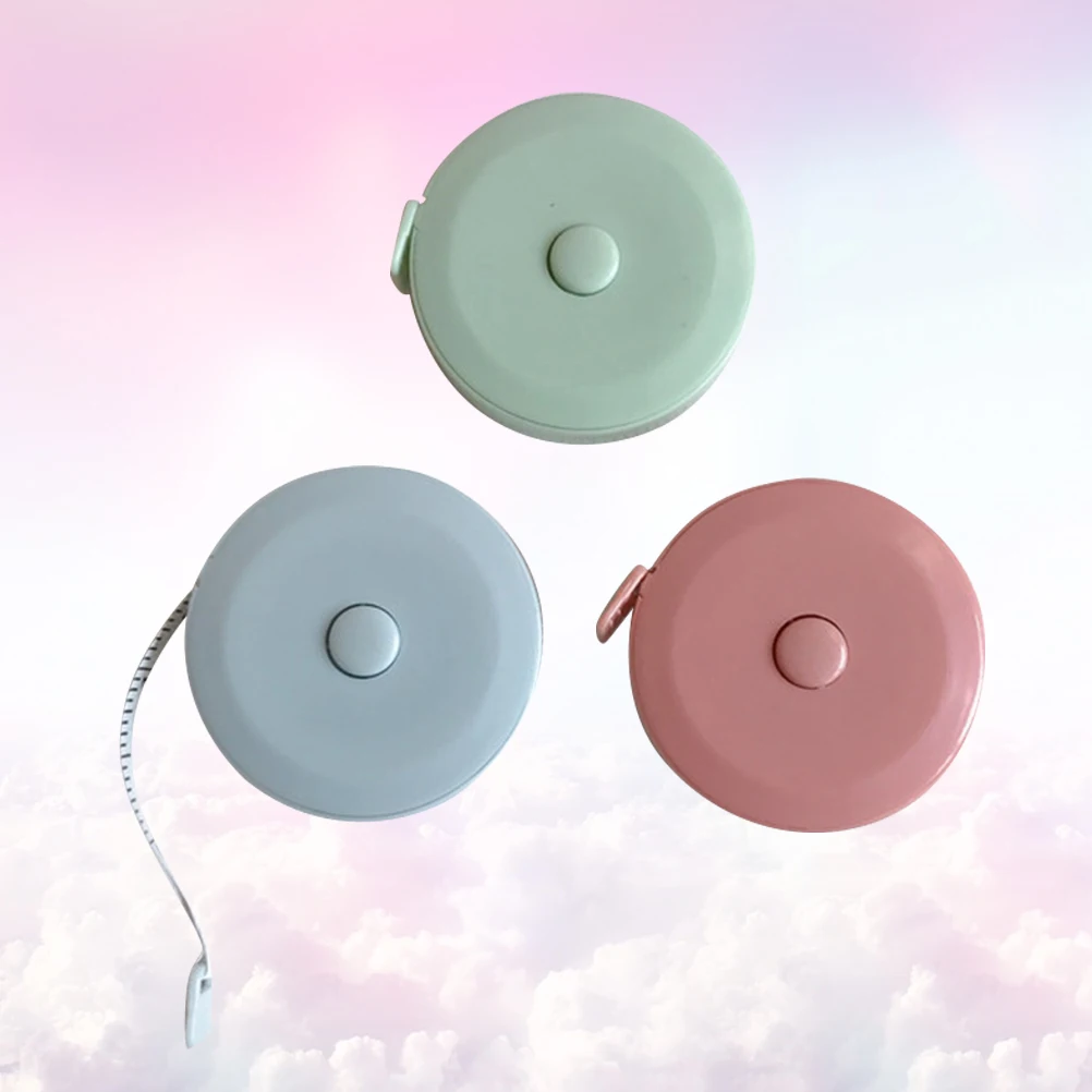 

3 pcs Macaron Color Measuring Tape for Sewing Body Waist Craft Home Shop Use Retractable Plastic Ruler Pocket Size Length
