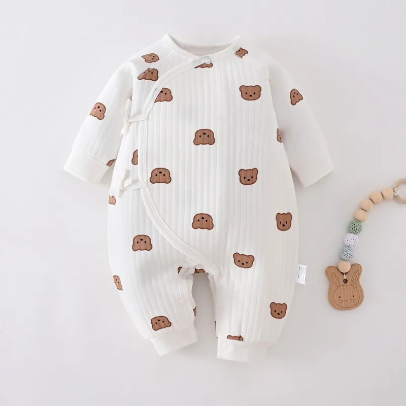 Spring and Autumn Cute Baby Boy Girl Clothes  Baby Romper Long Sleeve Bear Cartoon Pattern Bodysuit