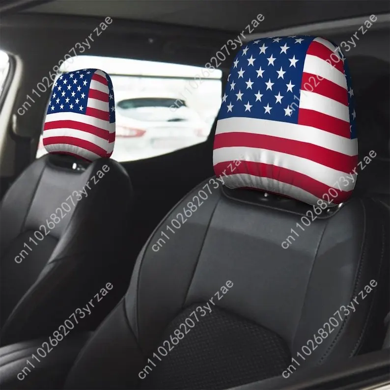 

USA Flag Car Seat Headrest Cover (2pcs) Environmentally Friendly Headrest Protector Breathable Comfortable Vehicle Decor