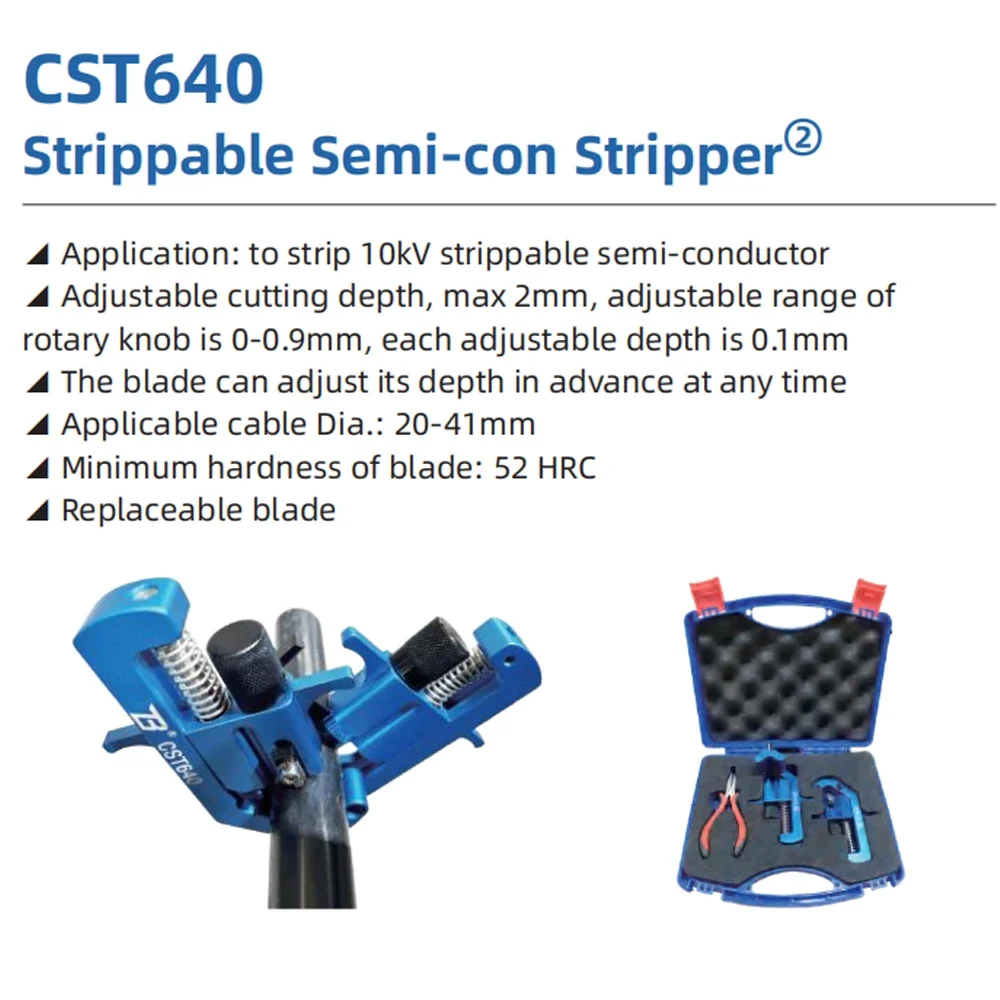 CST640 Manual Replaceable Blade 20-41mm Cable Outer Semiconducting Layer Stripping Tool