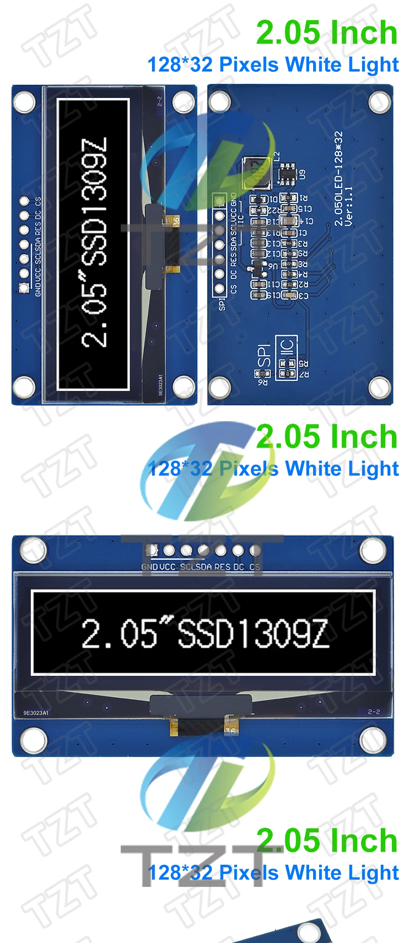 2,05 Zoll OLED-Display TZT 128*32 LCD-Modul in Weiß, SSD1309-Controller, unterstützt SPI-Schnittstelle für Arduino – Detail 2