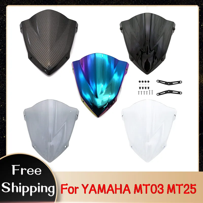 

Motorcycle Windshield Windscreen Visor Fits For YAMAHA MT03 MT25 20-23 Wind Deflector Shield Screen with Bracket Accessories