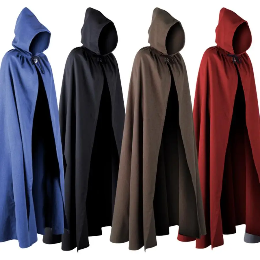 loween Role-plang Stage Performance Costume Witch Monster Four-sided Hooded Belted Open-front Cloak awl Women's Faion