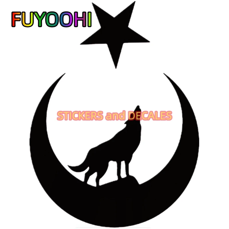 FUYOOHI Exterior Accessories Decal Creative Wolf and Moon Star Great Turk Turkey Turkish Car Sticker Vinyl Decals PVC