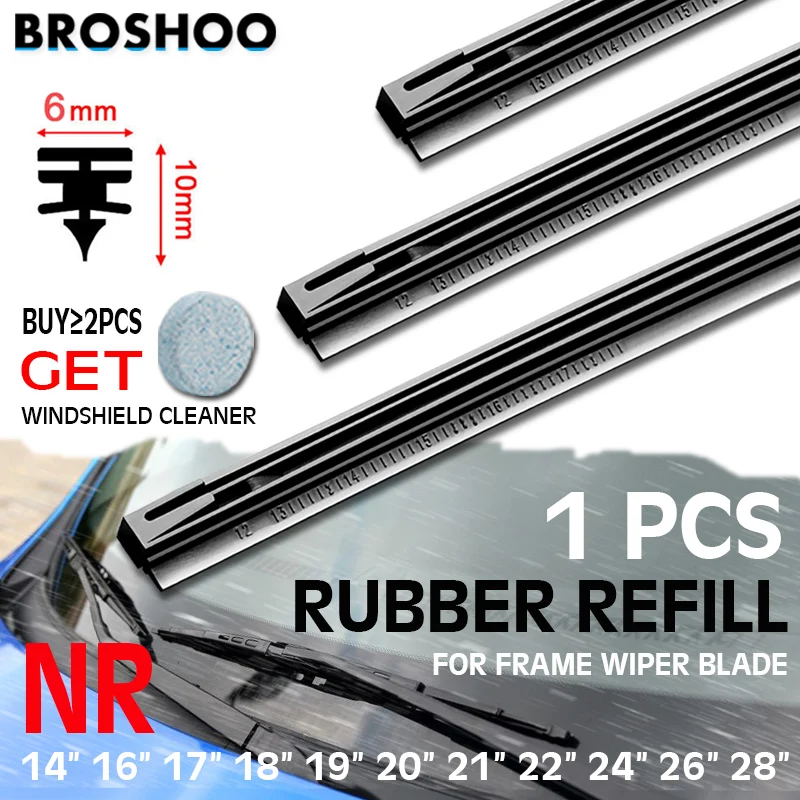 

BROSHOO Car windscreen Wiper Blade Insert Natural Rubber Strip NR 6mm14"16"17"18"19"20"21"22"24"26"28" 1pcs Car Accessorie