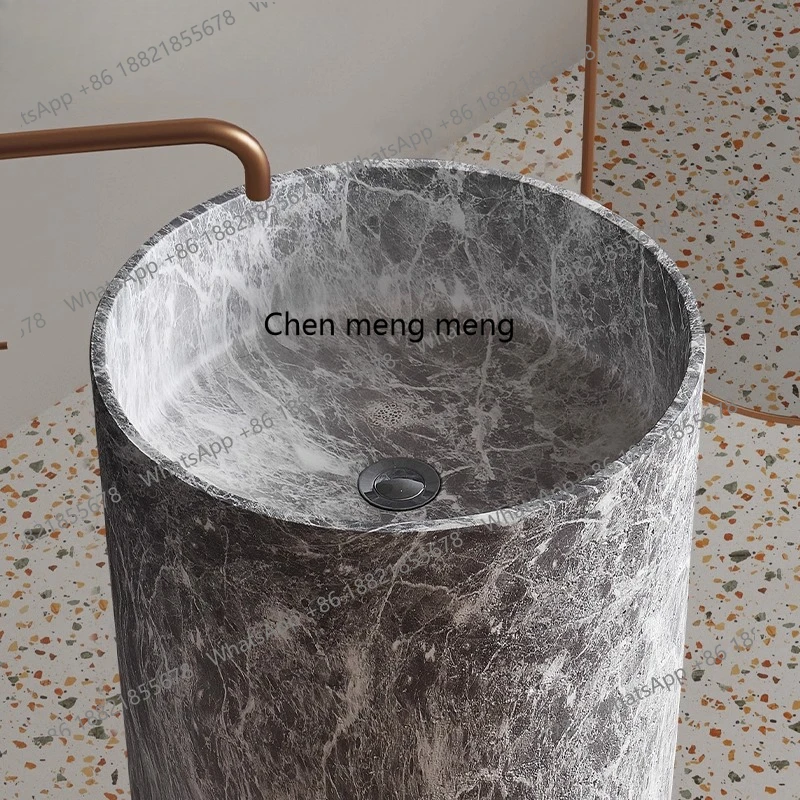 حوض عمود من الفولاذ المقاوم للصدأ فيلا فن تجاري مغسلة نمط رخامي حوض غسيل عمودي شخصي #5