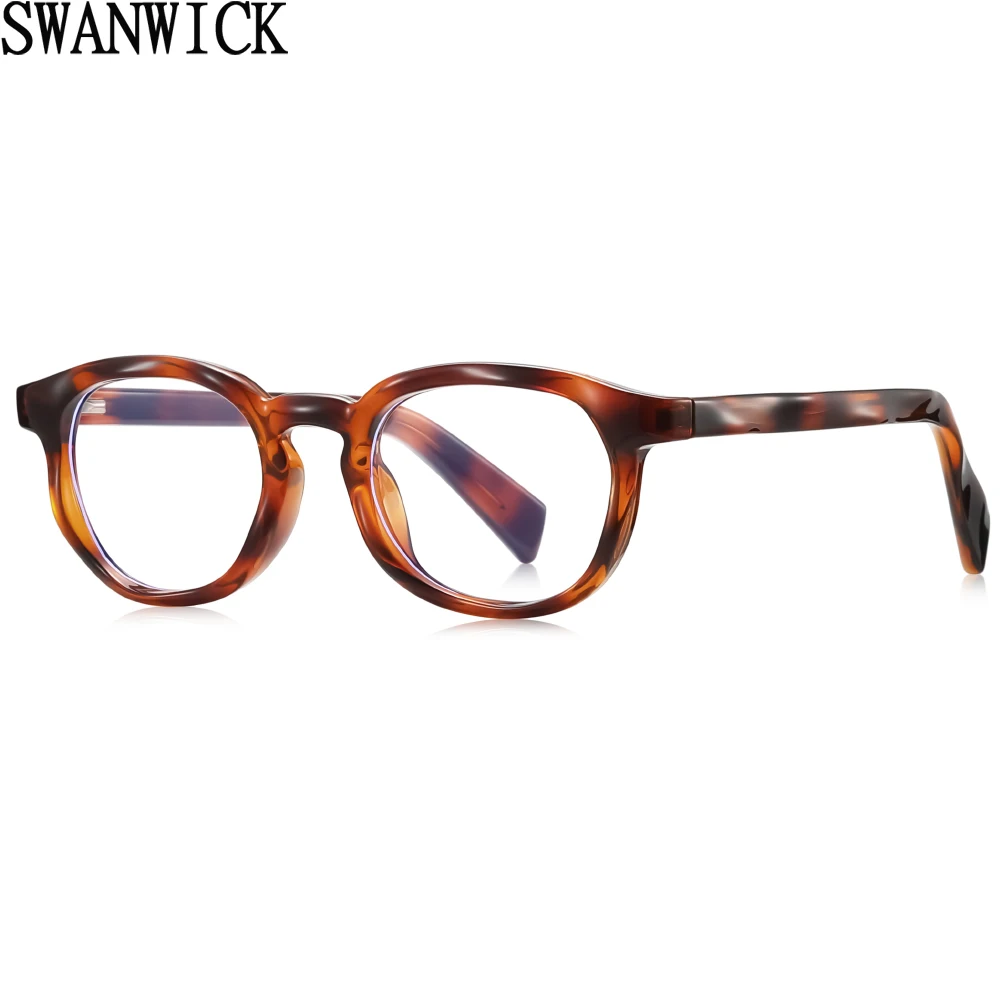 Swanwick small square glasses frame retro acetate anti blue light glasses for men TR90 decoration black grey European style