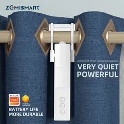 Zemismart Zigbee Electric Curtain Robot Rechargeable Motor For Roman Rod I Type U Type Tracks Work with Tuya Alexa Google Home