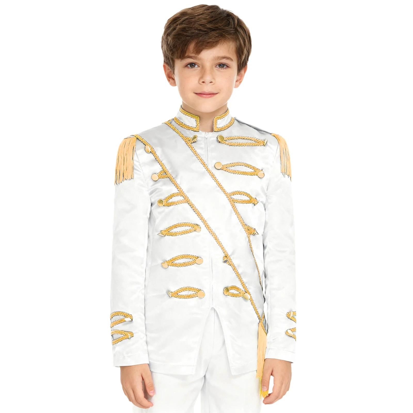 Kids Girls Boys Drum Band Major Uniform Costume Halloween Cosplay Circus Ringmaster Jacket Children Roplplay Medieval Coats