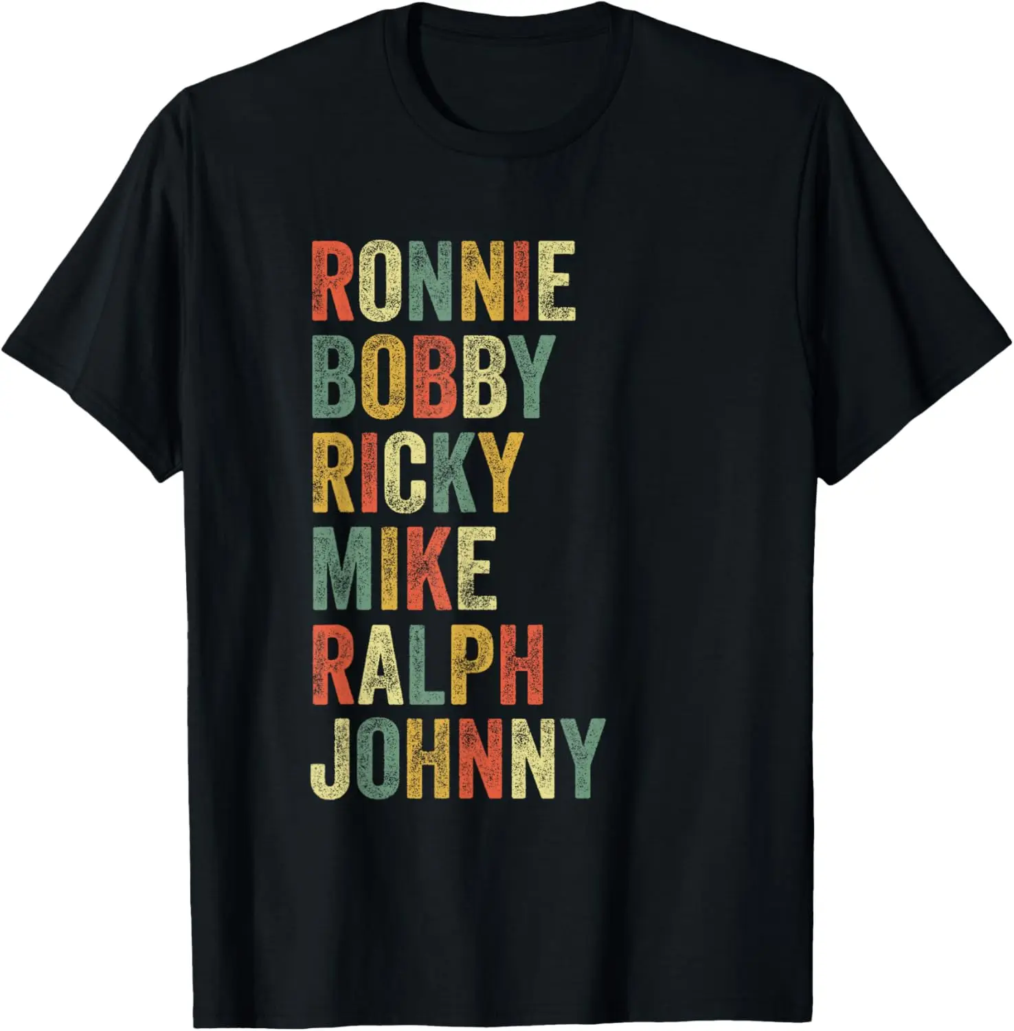 Camiseta divertida de los años ochenta de Ronnie Bobby Ricky Mike Ralph Johnny, ropa de algodón de verano para hombres y mujeres, camiseta informal de manga corta