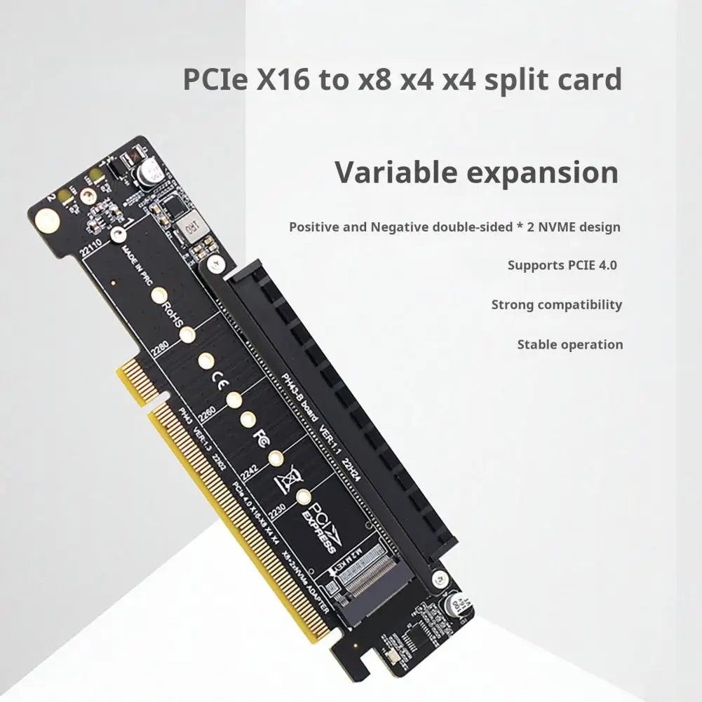 Pcie 4.0 Expansion Card Pci Express Split Card Pcie 4.0 M.2 Nvme Ssd Split Adapter Card for X16 to X8 X4 Pcie Expansion Support