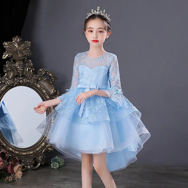 Fashion Flower Girl Dresses for Weddings Lace Long Sleeve Kids Girls Dress Summer Children Girls Party Dresses 3-13 Years