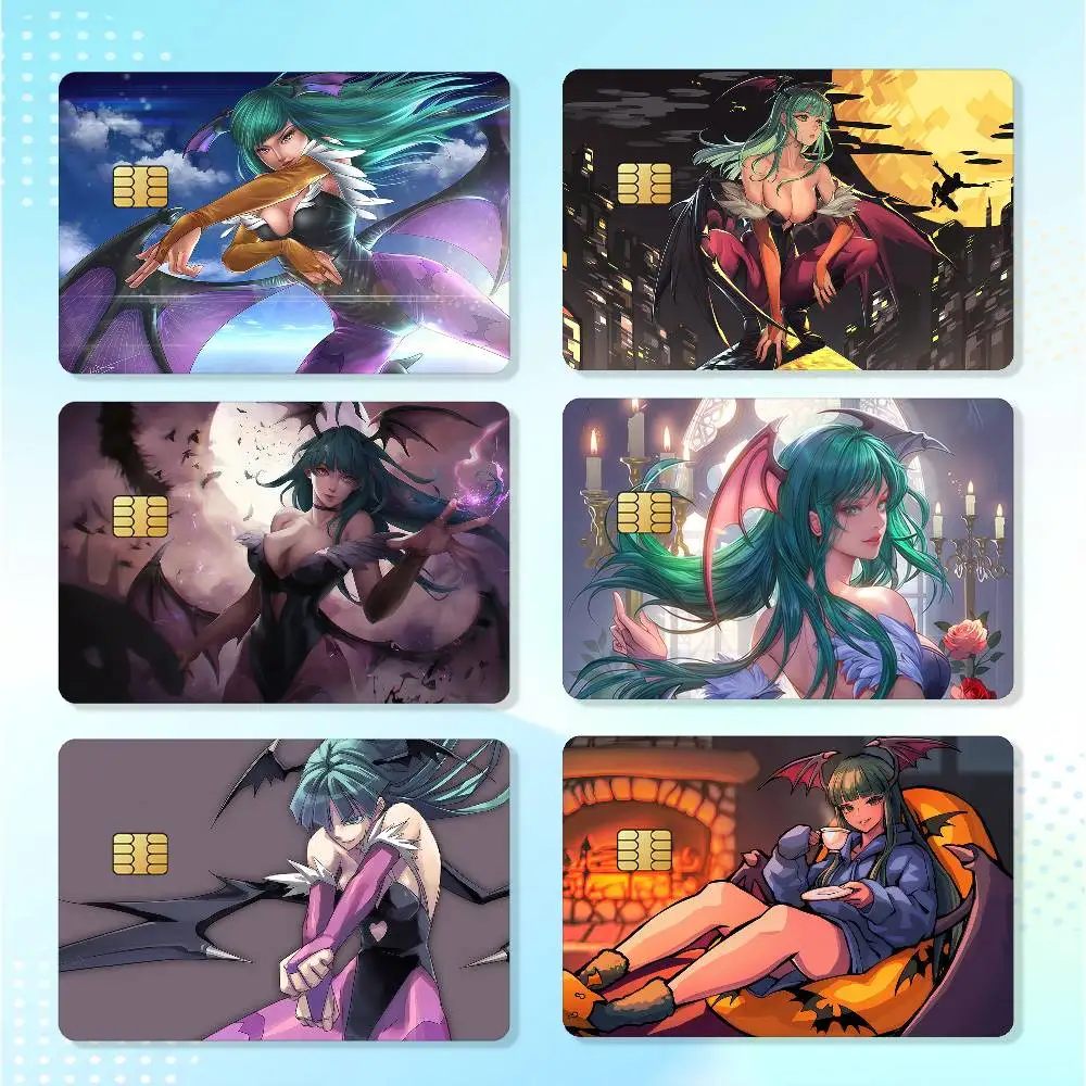 Game D-Darkstalkers Morrigan A-Aensland Matte Card Stickers For Credit Cards Debit Cards And Transit Cards 4Pcs