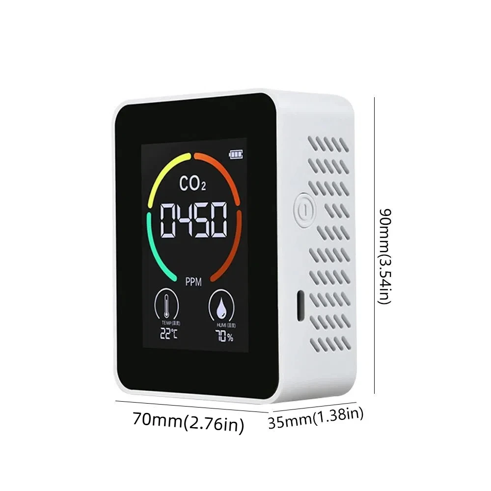 3 in 1 Air Quality Detector Real-Time Monitoring LCD Display Carbon Dioxide Detector 400-5000PPM Smart Air Quality Monitor