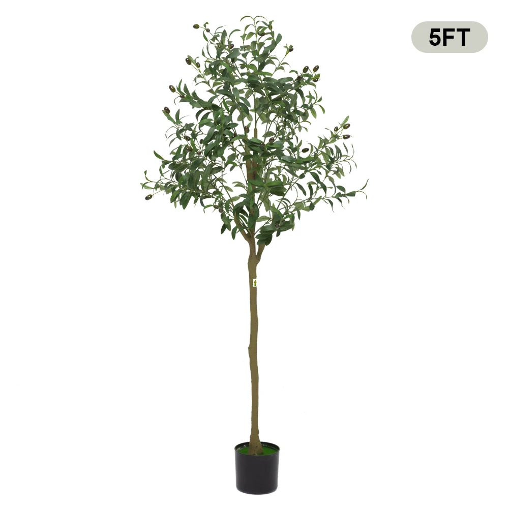 Artificial Olive Tree, Tall Artificial Tree Indoor Outdoor, Potted Silk Plants for Modern Home Office Living Room Porch Decor