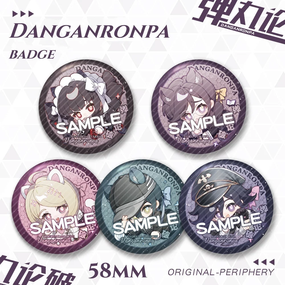 Nowy Danganronpa Laser Matte Badge Saihara Shuichi Kokichi Oma Toko Fukawa Cute Cartoon Anime Pin Game Biżuteria Broszka Prezent