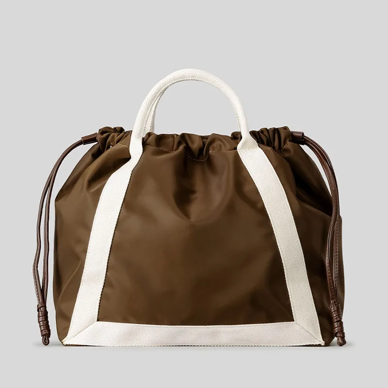 

Drawsting Shoulder Bag Fashion Panelled Women Handbags Waterproof Nylon Crossbody Bags Large Capacity Tote Shopper Purses