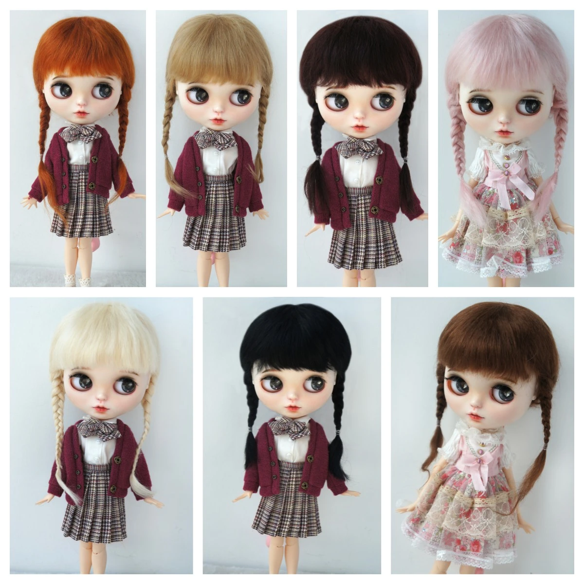 Jusuns Doll Wig JD018 BJD Hair Qbaby Blythes Mohair Pretty Anna Double Braid Country Girl Wig Doll Accessories